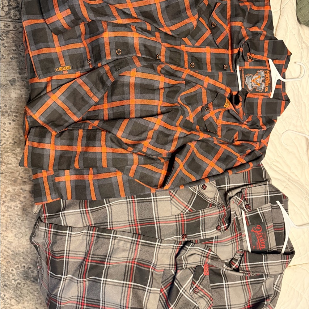 DIXXON Men's Plaid Button Down Shirt - Orange and Gray